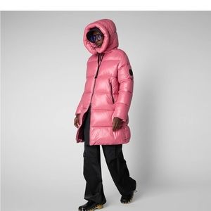 Save the duck WOMEN'S ISABEL HOODED PUFFER COAT IN BLOOM PINK